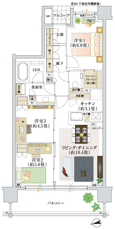Floor: 3LDK + WIC, the occupied area: 66.42 sq m, Price: 51,680,000 yen, now on sale
