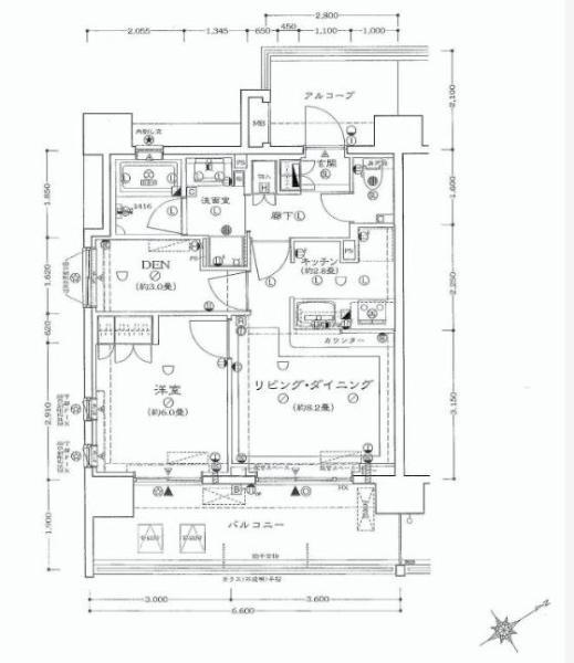 Floor plan. 1LDK+S, Price 47,800,000 yen, Footprint 45.5 sq m , Balcony area 12.54 sq m 1SLDK type (45.50 sq m)