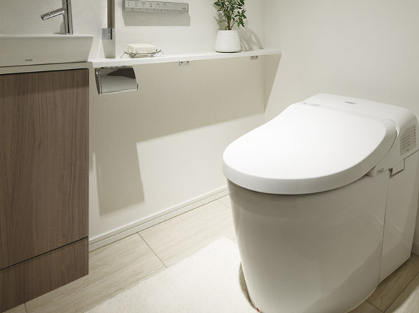 Bathing-wash room.  [Wash-basin with a tankless toilet] The wash-basin and a simple tank-less toilet that combines luxury and cleanliness, It will produce a pleasant elegant space.  ※ Shape by type ・ size ・ Different specifications, etc.. (80J type) 40A ・ 40B ・ 40C ・ 40D ・ 50A ・ 50B ・ 60A ・ 60B ・ 60C ・ 60D ・ 60E ・ 60F ・ 60G ・ 70A ・ 70B type will be the cabinet toilet (no wash-basin).