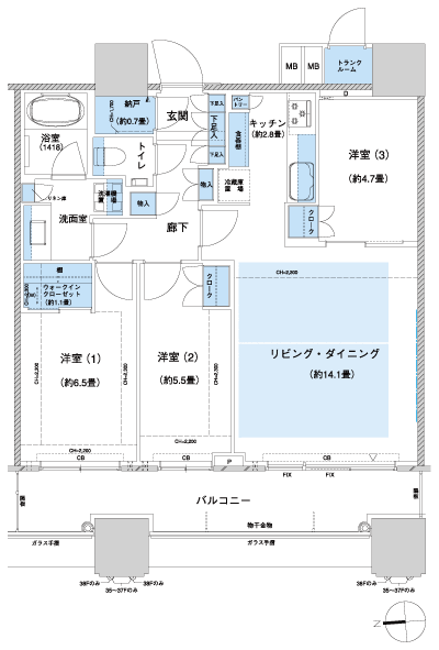Floor: 3LD ・ K + WIC + N, the area occupied: 77.5 sq m, Price: TBD