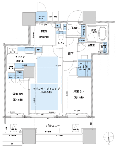 Floor: 2LD ・ K + DEN + WIC, the occupied area: 66.98 sq m, Price: TBD