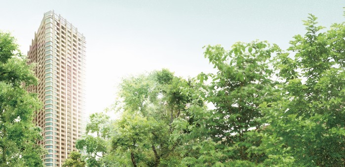 "GARDEN CITIES initiative" is, 40-story tower that is decorated in rich green, which portrays over a time of 30 several years inside the Yamanote Line <Park City Osaki The Tower> (Exterior view)