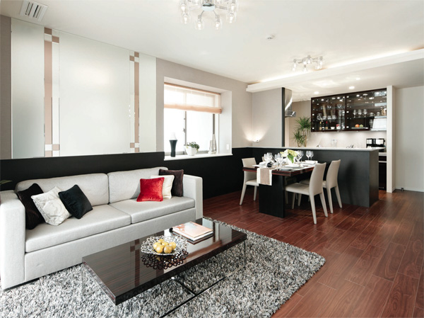 Room and equipment. Important to spend time with his family among the day-to-day life, Living-dining to unwind and relax. Effectively place the opening in order to capture the sunlight enough, I was pursuing a spacious and relaxed bright and airy.  ※ In the apartment gallery, Living Dining facilities can be confirmed. (The room is different from the one of this sale)