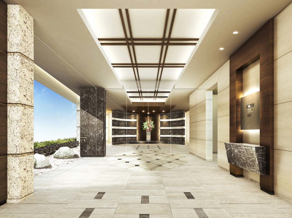 Buildings and facilities. To everyday to have a clear and accent, Space is here of gracefully welcome for the premises. We directed the gentle soft look Some of dignified simple design in order to regain the relaxation from the taut tension of urban life. (Entrance Hall Rendering)