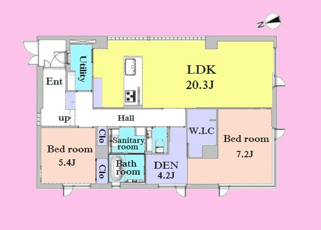 Floor plan. 2LDK, Price 59,800,000 yen, Occupied area 87.75 sq m
