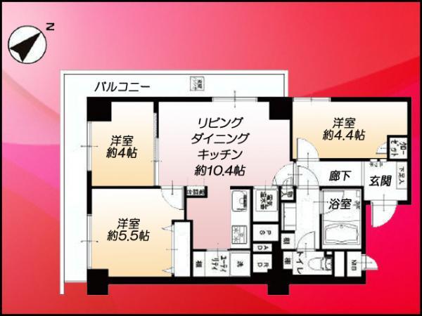 Floor plan. 3LDK, Price 37,900,000 yen, Footprint 57.5 sq m , Balcony area 12.72 sq m Pets of frog 3LDK