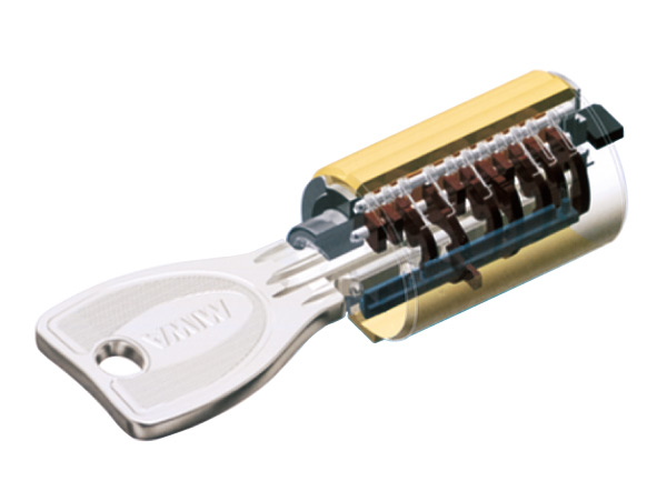Security.  [Dimple key cylinder lock] The complex configuration the pin tumbler, 17.2 billion kinds of key patterns can be created in, it can be extremely difficult to unlock at the picking. In order to prevent the unauthorized copying of the key, it is safe system to register the customer's key management. In addition, you can go out with confidence by adopting a double lock (double lock). (Conceptual diagram)