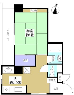 Floor plan. South ・ West angle of the room