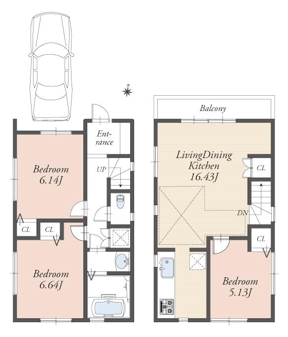 Floor plan. 69,800,000 yen, 3LDK, Land area 77.68 sq m , Building area 75.97 sq m
