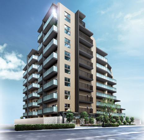 Shared facilities.  [In harmony with the quaint streets, Beautiful appearance] It was added to the glass material to accent to keynote a calm beige and black type of tile, Beautiful appearance. Also in harmony with first streets that vestiges Steeped as a post town of Tokaido, It is designed to strike a sophisticated impression. (Exterior view)