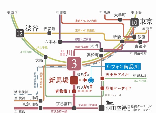 Other. Traffic view (the numbers in the figure in minutes). Keihin Electric Express Railway main line use than "Shinbaba" Station to Shinagawa. Tokyo is the same, Yamanote Line available from Shinagawa. Rinkai direct than "Shinagawa Seaside" station to Shibuya. City center ・ 2 routes convenience that can be used to the new downtown district is a big attraction