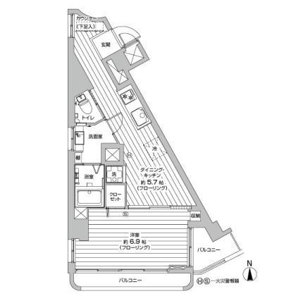 Floor plan. 1DK, Price 12.8 million yen, Occupied area 35.91 sq m , Balcony area 5.98 sq m currently, In the interior! Guidance is available!