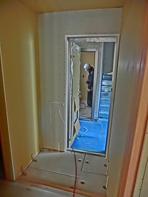 Entrance. Carpentry work in