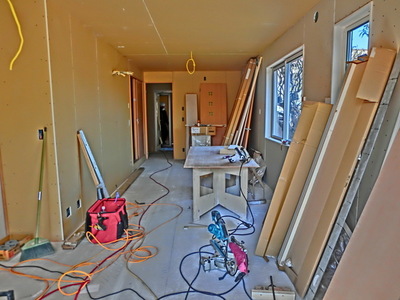 Living and room. Carpentry work in