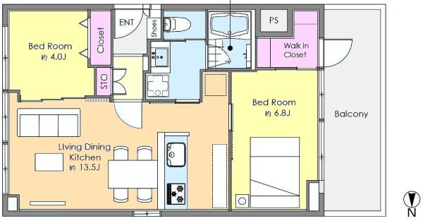 Floor plan. 2LDK, Price 26,800,000 yen, Occupied area 50.91 sq m