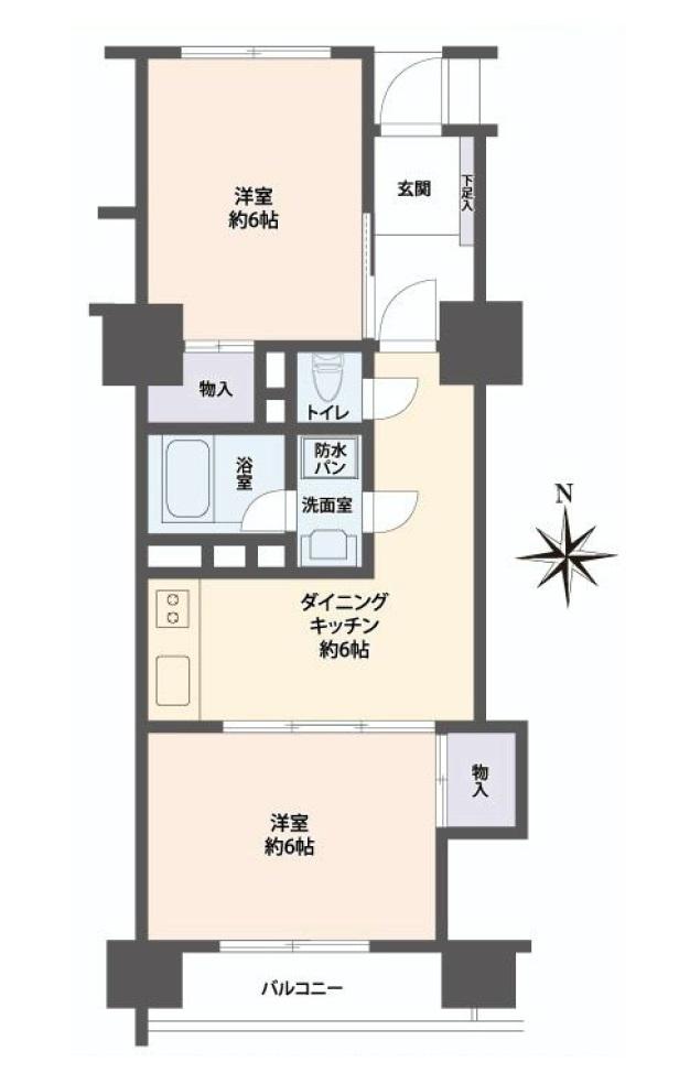Floor plan. 2DK, Price 23.8 million yen, Footprint 41.6 sq m , Balcony area 4.4 sq m