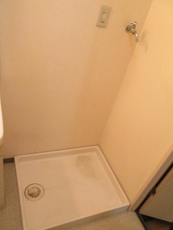 Washroom. Washing machine in the room