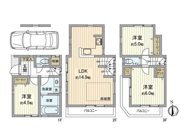 Floor plan. (C Building), Price 49,800,000 yen, 3LDK, Land area 45.6 sq m , Building area 79.27 sq m