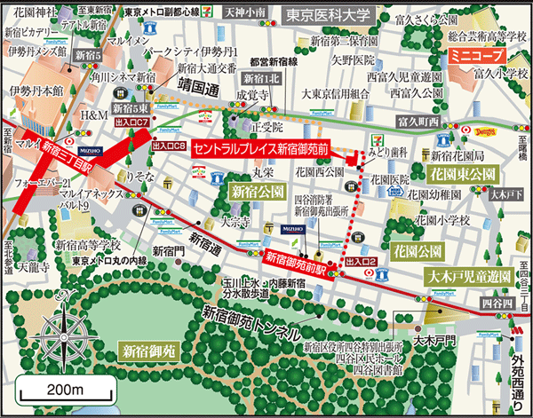 Surrounding environment. Local guide map