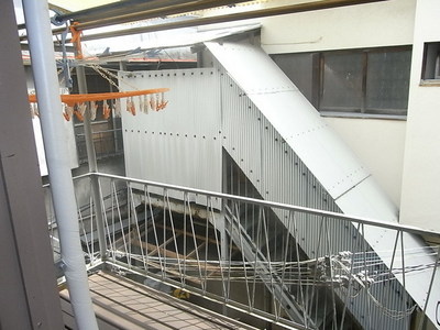 Building appearance. Clothes stand