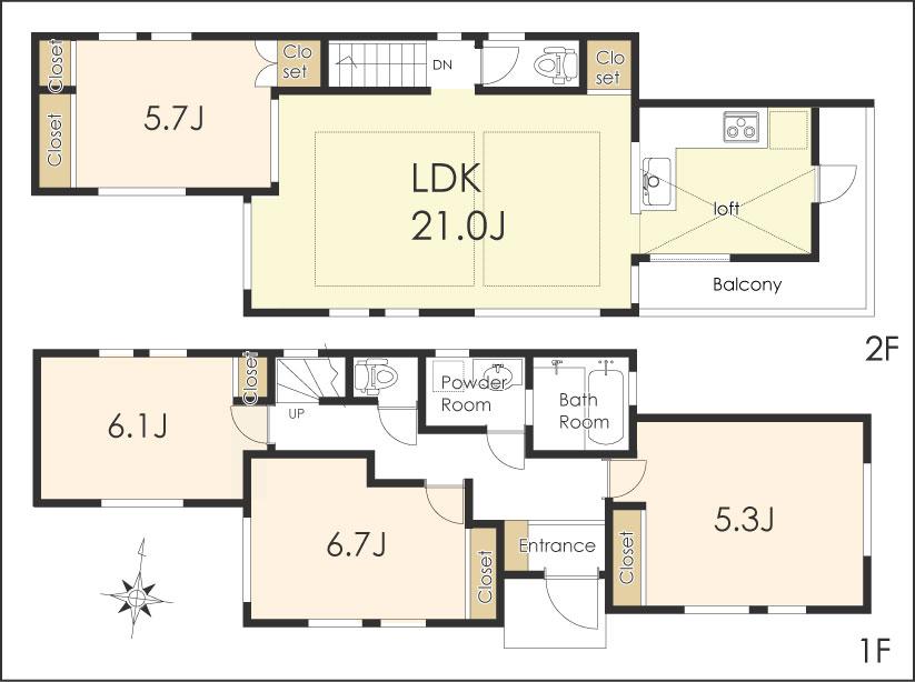 Floor plan. 79,800,000 yen, 4LDK, Land area 142.31 sq m , Building area 104.35 sq m