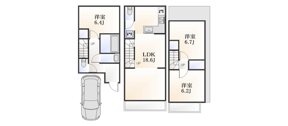 Building plan example (floor plan). Building plan example (C No. land) Building price 20 million yen, Building area 93.47 sq m
