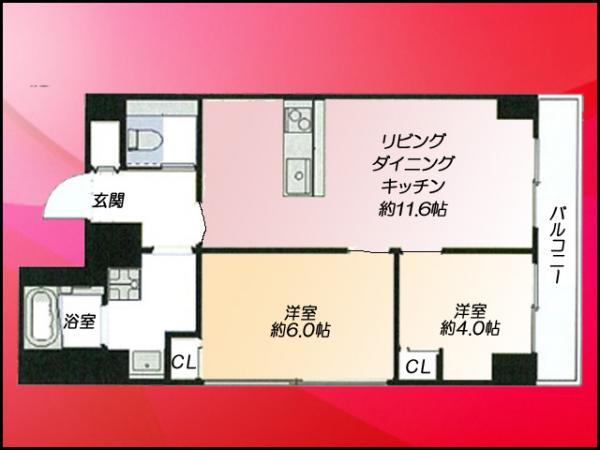 Floor plan. 2LDK, Price 28.8 million yen, Occupied area 50.27 sq m