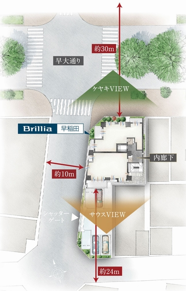 Building structure. By combining the standard floor plan view in 1-floor plan view based on the drawings of the site placement illustrations (planning stage, Which was raised to draw along with the surrounding environment, It may actually differ slightly from. Vista each floor ・ It varies with each dwelling unit)