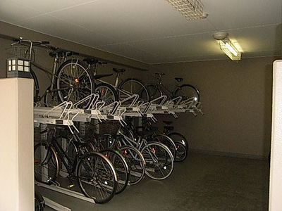 Other common areas. Bicycle parking lot with a roof