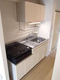 Kitchen. Two-burner stove is installed base