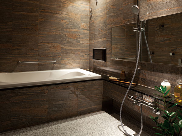 Bathing-wash room.  [Warm bath] And bathtub heat insulating material and difficult to cool the hot water warmed by a dedicated bath lid. It reduces the number of times reheating because once boiled hot water is long-lasting, You can save energy costs.