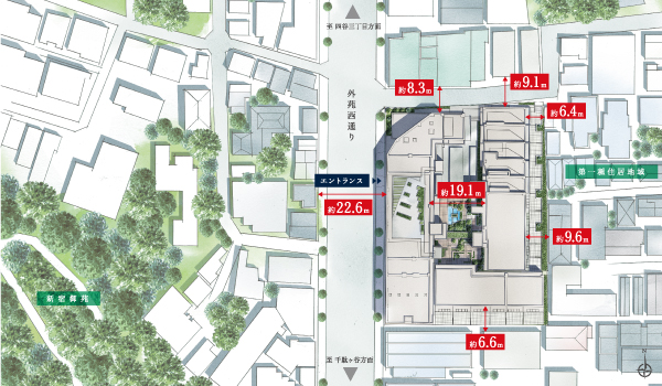 Other.  [Site of the two-way contact road, Keep enough distance from the adjacent land] The site is, Rich two-way on the north side and the west side is in contact with the road. Because certain distance between neighboring land is ensured by the road, Independence and privacy have been realized from the surrounding cityscape. (Local neighborhood / Rendering Illustration)