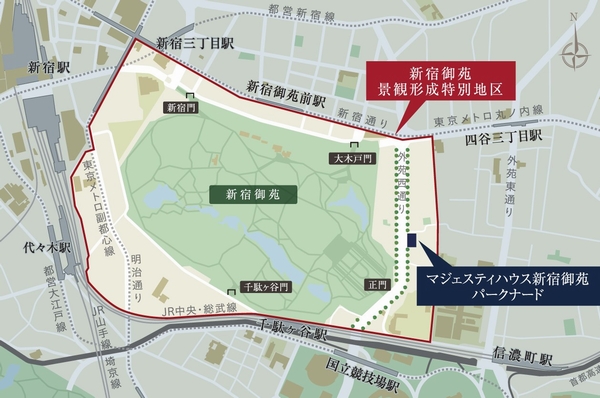 Landscape Territory conceptual diagram What is laid is similar regulations in the Yamanote Line, In addition to Shinjuku Gyoen, Rikugien and only Koishikawa Korakuen place that limited the like (see Tokyo Metropolitan Urban Development Bureau)
