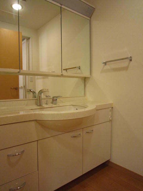 Washroom. White wash basin with a clean feeling is with shower water
