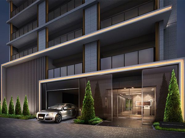 Features of the building.  [entrance] Fringed with glass screen, By arranged the LED lighting, Emerge in vivid along the street, Production reminiscent of a hotel. It emits brilliant light foundation part of the building, It is design to be a New landmark along the Shinjuku street. Design of glass, which continues until the internal causes are foreboding, Day-to-day sparkle. And the richness of the things that live in the city center, Alive is sensibility Yuku been honed every day to fusion, Is the entrance that combines the pomp and dignified atmosphere. (Rendering)