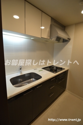Kitchen. It is a photograph of the room in the same building of 1K (another type). Goranku as reference