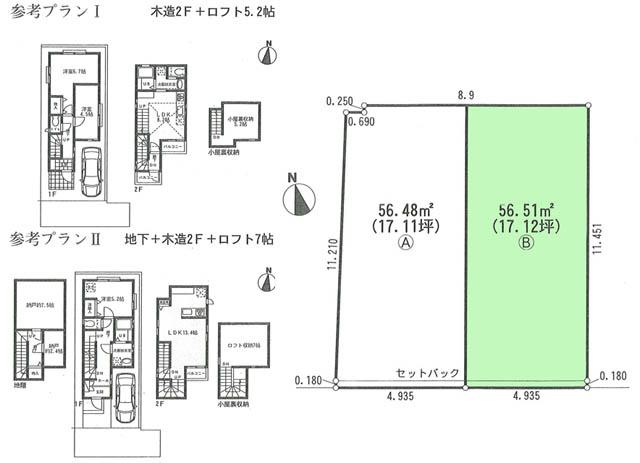 Compartment view + building plan example. Building plan example, Land price 37.5 million yen, Land area 56.51 sq m