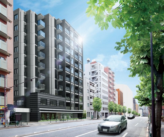 Rendering ( ※ 2) ※ In the building Rendering that caused draw based on the drawings of the planning stage to the photo of the peripheral site (2013 February shooting) those CG synthesis and processing, In fact a slightly different.  ※ In road repair work in Tokyo, from now on, Scheduled to street trees is changed planted before the local (2013 of October)