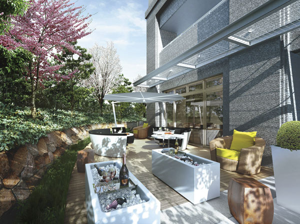 Shared facilities.  [Green Terrace (1F) Rendering ※ ] It was established a sofa and a table, High terrace is also a sense of unity between the indoor. Separate of the sofa for both DAY USE and party youth.