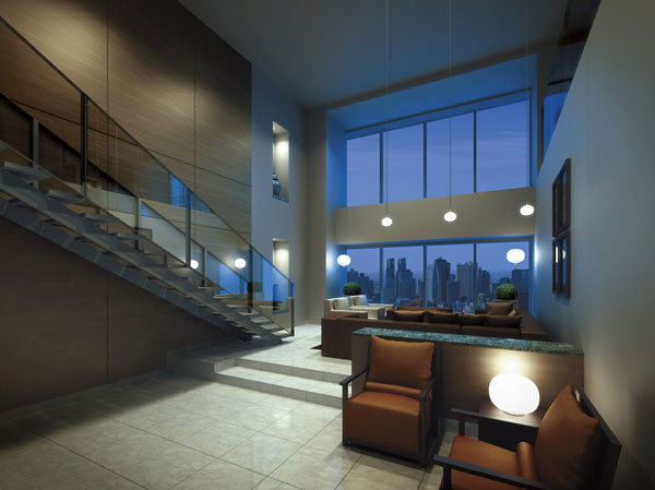 Shared facilities.  [Sky Lounge (43F) Rendering ※ ] The ground floor 43, Feel free to enjoy a dramatic downtown view. Clouds flowing noon, Night is a look at the sparkling night view, Mood also refresh.