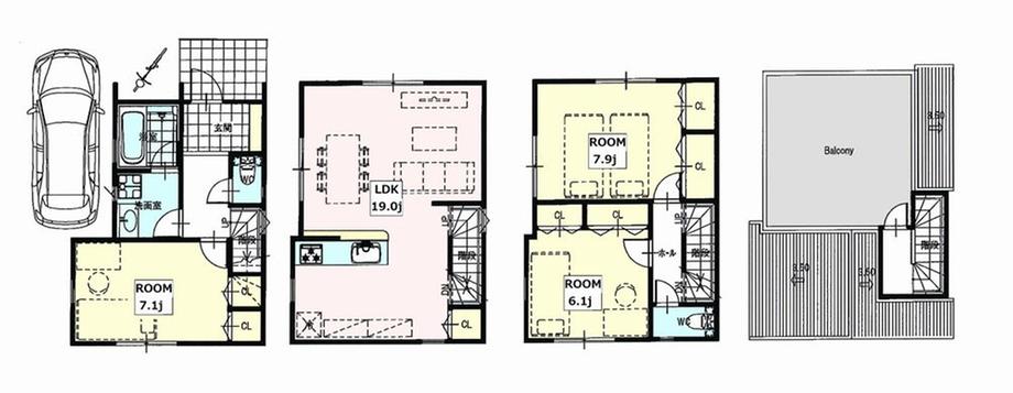 Floor plan. 68,800,000 yen, 3LDK, Land area 66.18 sq m , Building area 102.93 sq m