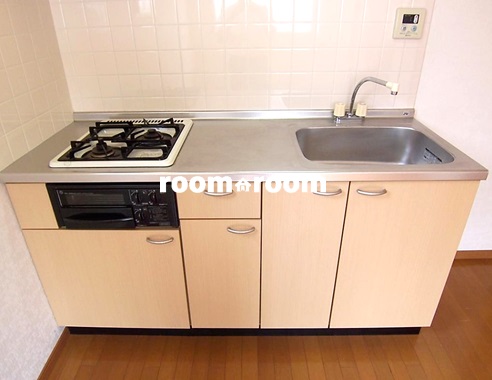 Kitchen. Two-burner gas stove with grill