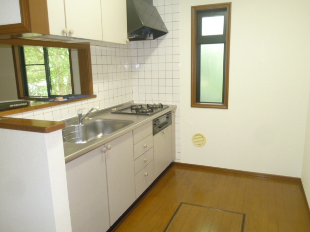 Kitchen. 3-burner stove is unusual is to rent. There is cooking fun