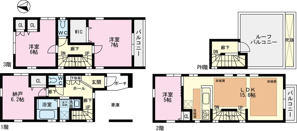 Floor plan. (C Building), Price 48,800,000 yen, 4LDK, Land area 60.78 sq m , Building area 106.12 sq m