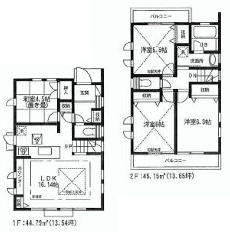 Floor plan. (A Building), Price 64,800,000 yen, 4LDK, Land area 112.9 sq m , Building area 89.94 sq m