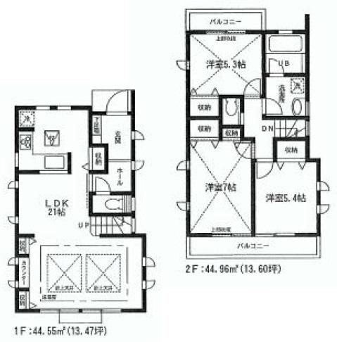 Floor plan. (B Building), Price 65,300,000 yen, 3LDK, Land area 112.91 sq m , Building area 89.51 sq m
