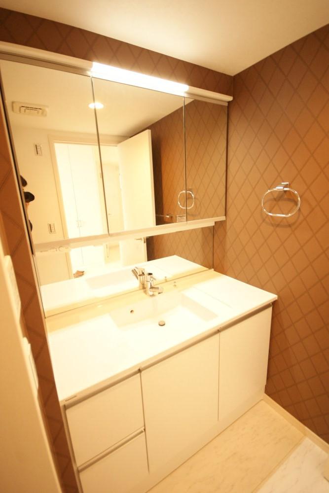 Wash basin, toilet. It will wash basin. Shampoo is a dresser with a three-sided mirror.