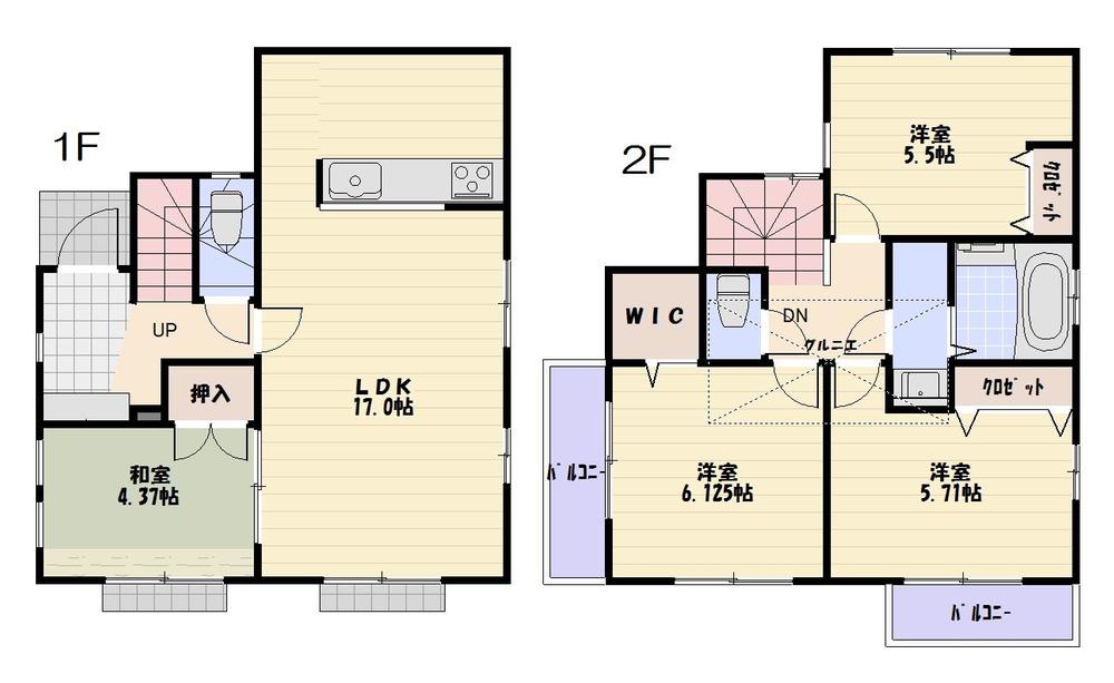 Floor plan. (3 Building), Price 51,900,000 yen, 4LDK, Land area 90.75 sq m , Building area 90.26 sq m