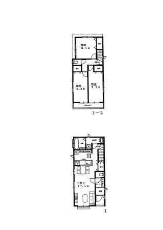 Floor plan. (1 Building), Price 63,800,000 yen, 3LDK, Land area 92.8 sq m , Building area 85.39 sq m