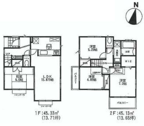 Floor plan. (Building 2), Price 51,800,000 yen, 4LDK, Land area 90.75 sq m , Building area 90.46 sq m